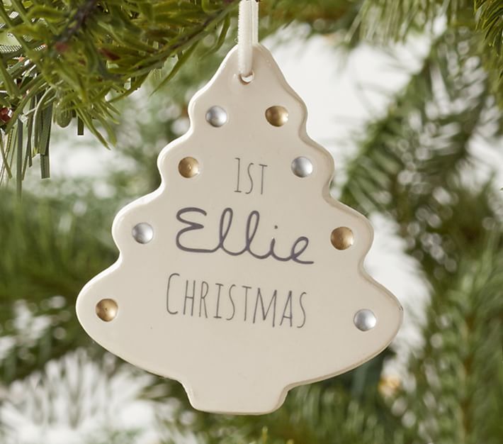 Personalized Ceramic Baby's First Christmas Ornaments | Pottery Barn Kids
