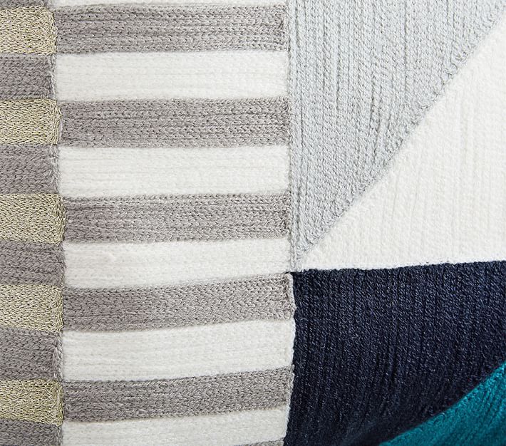 west elm x pbk Divided Squares Crewel Modern Throw Pillow Pottery