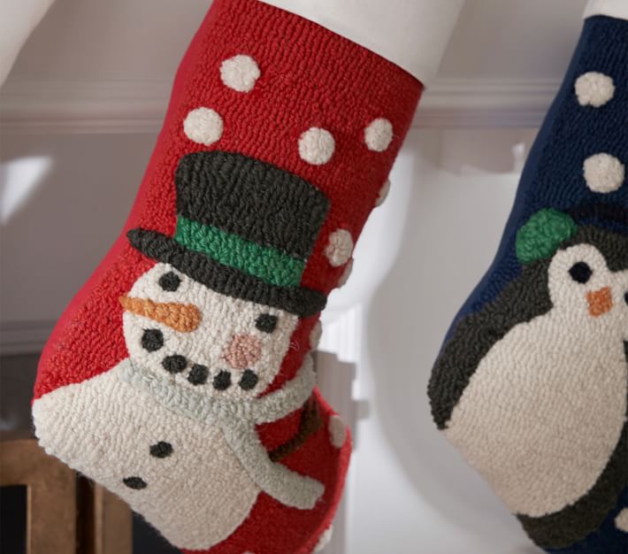 Snowman Hook And Loop Christmas Stocking Pottery Barn Kids