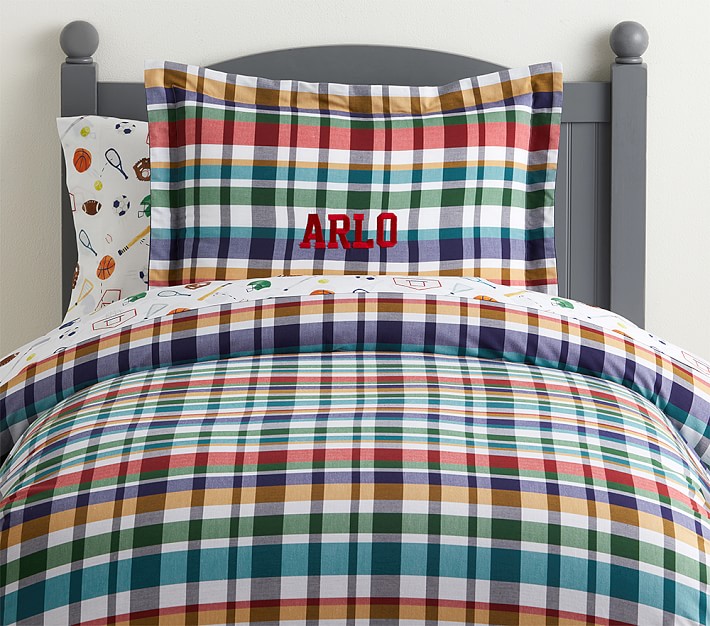 Kids plaid bedding sale