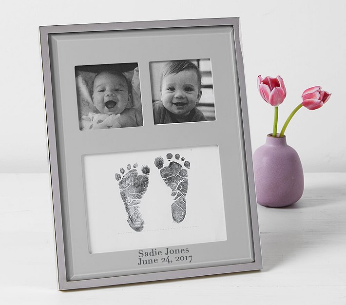 Heirloom Pressed Flower Newborn Footprints Frame