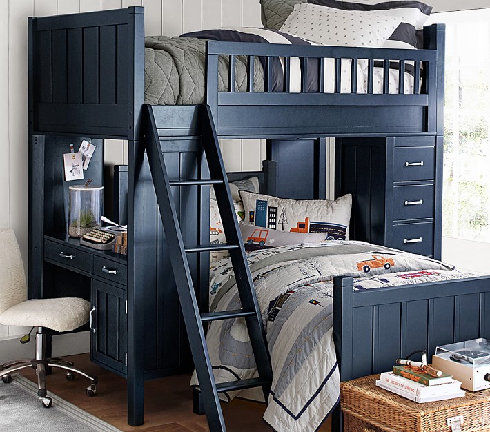 Twin Over Twin Kids Bunk Bed Wood Low Loft Bunk Bed for Girls Boys Bedroom  Dorm