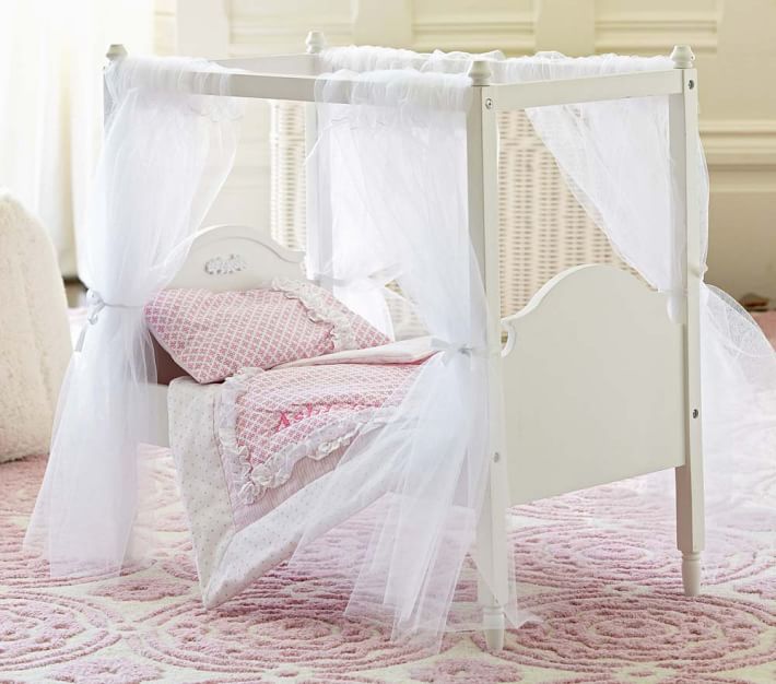 Doll Canopy Bed & Pink Floral Bedding Pottery Barn Kids