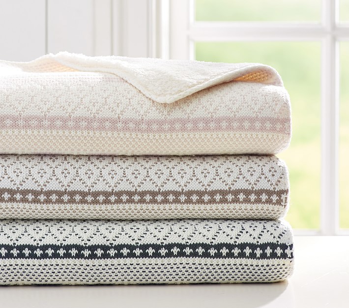 Fairisle Knit Sherpa Baby Blankets Pottery Barn Kids