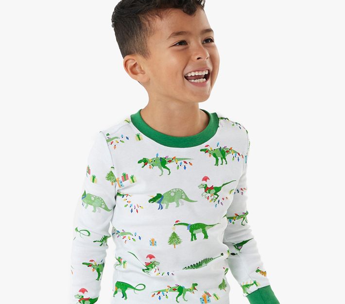 Christmas Dino Organic Pajama Set | Pottery Barn Kids