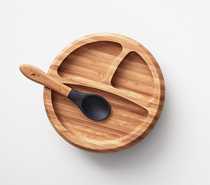 Avanchy Bamboo Suction Baby Plate Spoon Set Modern Baby