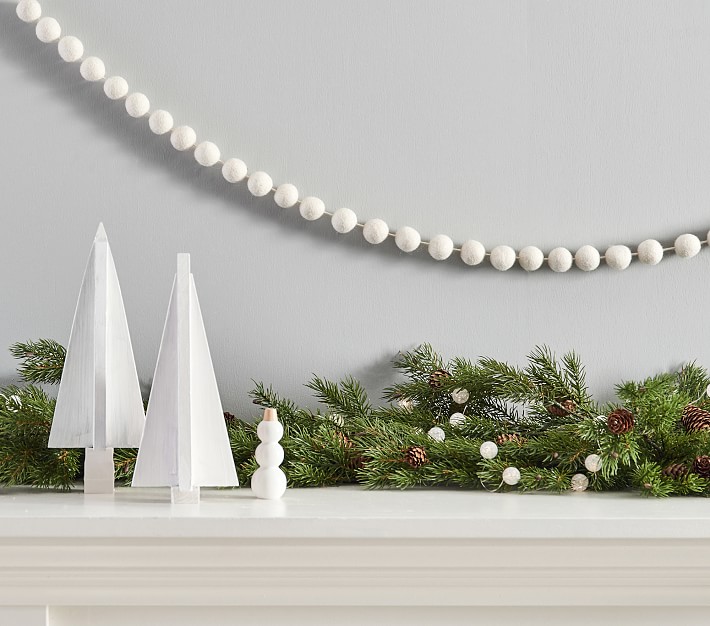 White Felt Ball Christmas Tree Garland
