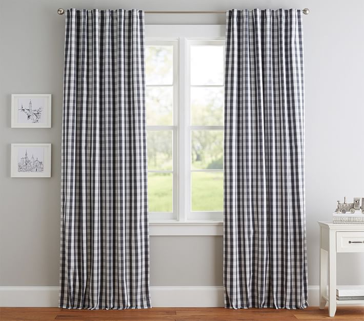 Check Kids Blackout Curtain | Pottery Barn Kids