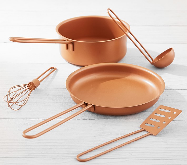 Copper Pots and Pans Set Toy Kitchen Accessories Pottery Barn Kids