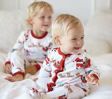 Heritage Santa Baby Hat & One Piece Pajama Set | Pottery Barn Kids