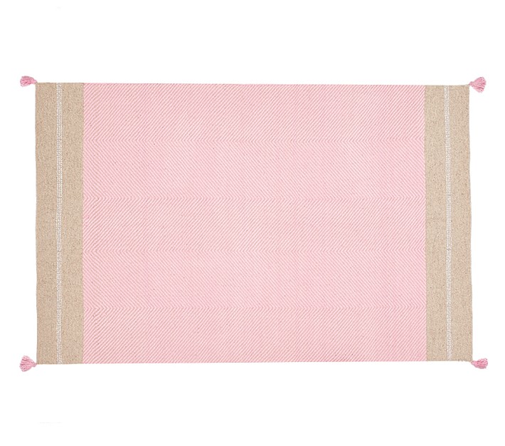 Metallic Tassel Dhurrie Rug Solid Color Rug Pottery Barn Kids