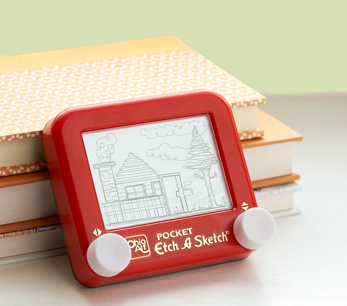 Red Mini Etch A Sketch drawing toy