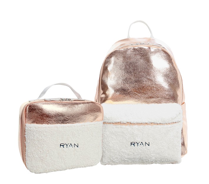 Colby Rose Gold Metallic Sherpa Cold Pack Lunch Box