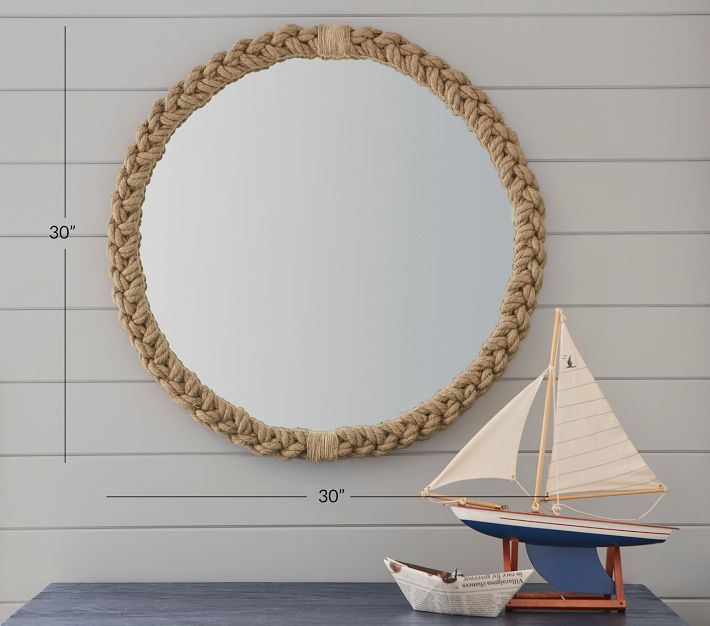 Braided Natural Rope Round Mirror