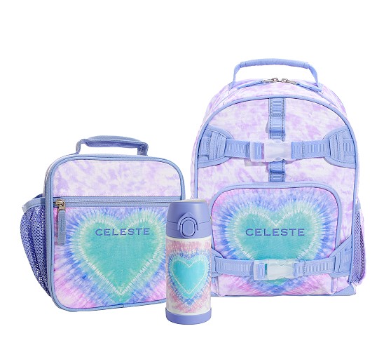 포터리반 가방 + 런치백 + 물통 세트 Potterybarn Mackenzie Lavender Heart Tie-Dye Backpack &amp; Lunch Bundle, Set of 3
