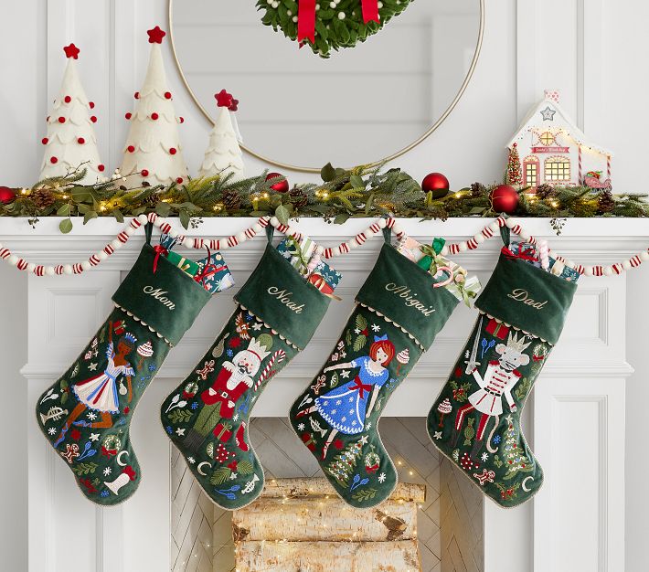 Rifle Paper Co. Nutcracker Clara Embroidered Velvet Christmas Stocking