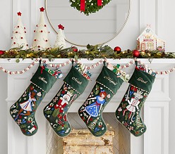 Rifle Paper Co. Nutcracker Embroidered Velvet Christmas Stocking Collection