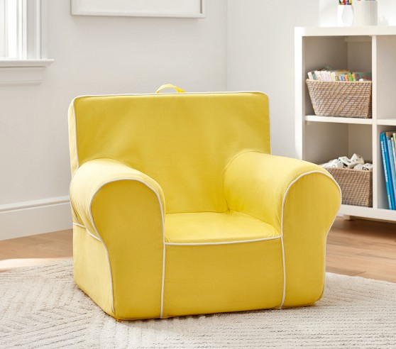 Kids Anywhere Chair Yellow With White Piping Pottery Barn Kids   Kids Anywhere Chair Yellow With White Piping Slipcover Onl C 