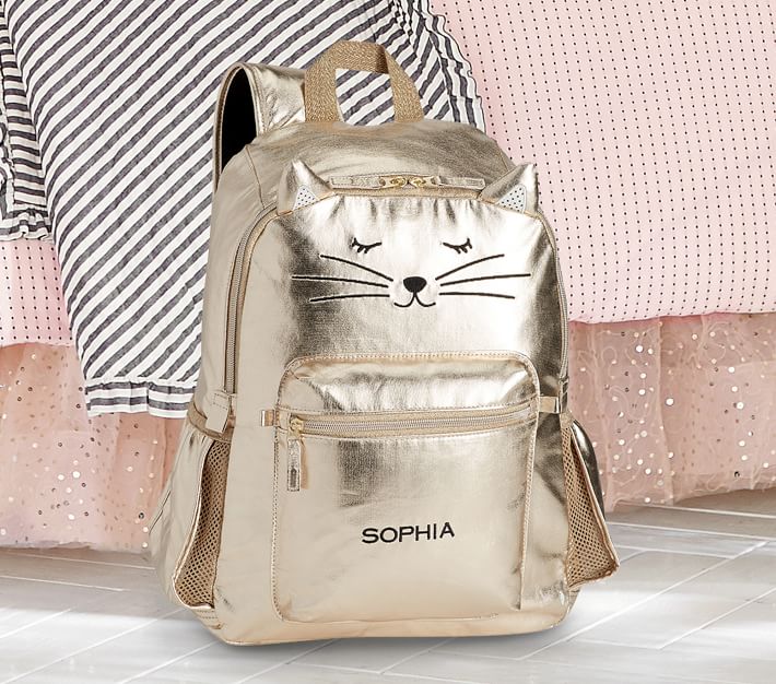 The Emily & Meritt Gold Kitty Kids Backpack