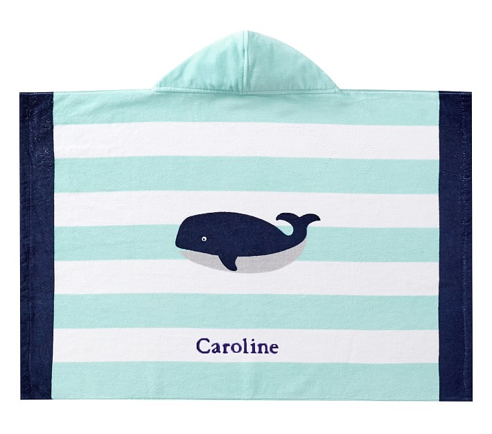 Whale Stripe Baby Beach Hooded Towel
