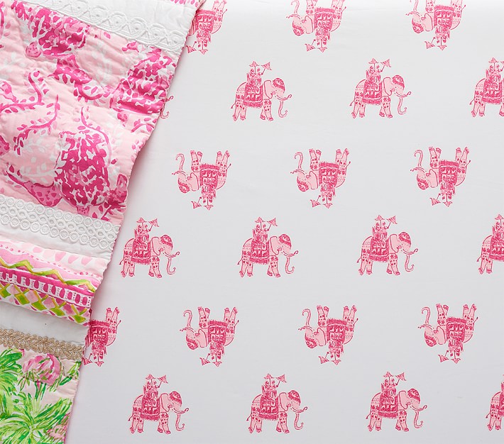 Lilly Pulitzer Bazaar Elephant Crib Fitted Sheet