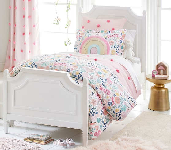 Jupe lit double enfant Pottery Barn ruban Ric Rac coton blanc