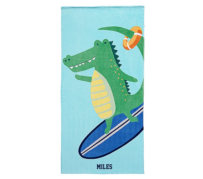 Surfing Alligator Kid Beach Towel