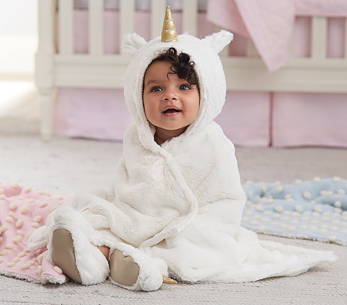 Faux Fur Unicorn Baby Hooded Towel