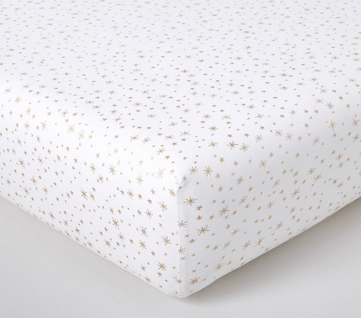 Chamois Metallic Star Crib Sheets Pottery Barn Kids