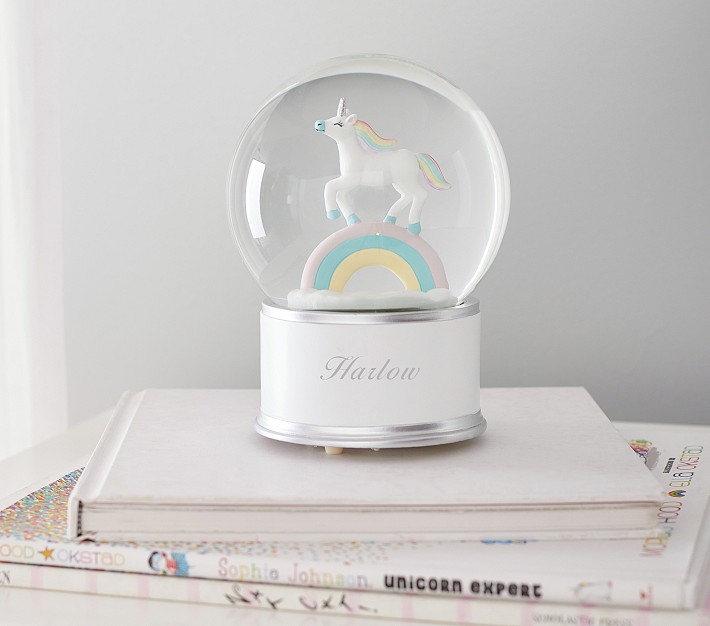 Palla Di Neve Musicale Unicorno Arcobaleno - Water Globe Con Base In Resina, 12,7 Cm, Suona 'The Unicorn'
