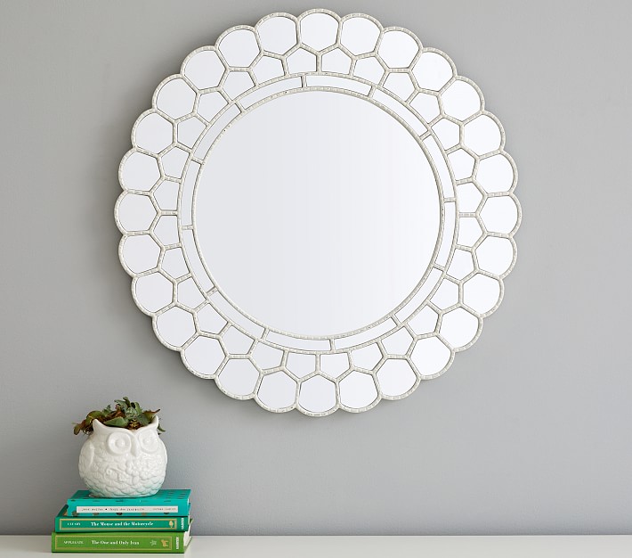 White Circle Blossom Mirror
