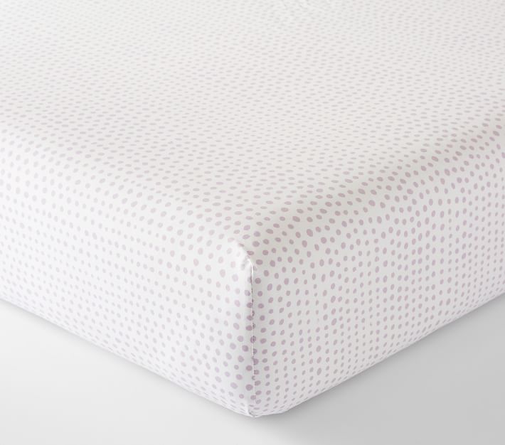 Organic Blush Falling Dot Modern Crib Sheet | Pottery Barn Kids