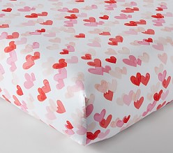 Hearts Organic Crib Fitted Sheet