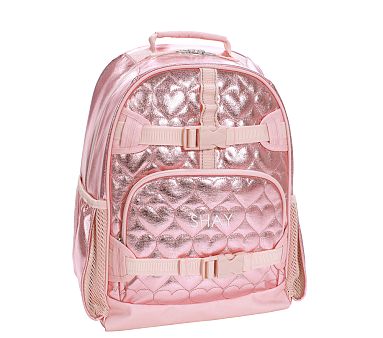 Mackenzie Pink Metallic Hearts Backpacks | Pottery Barn Kids