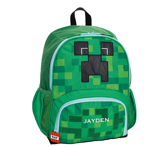 포터리반 Potterybarn Mackenzie Minecraft Creeper Critter Glow-in-the-Dark Backpacks