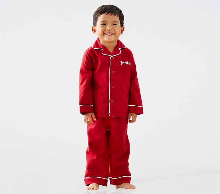 Kid's Flannel Pajama Set in Red