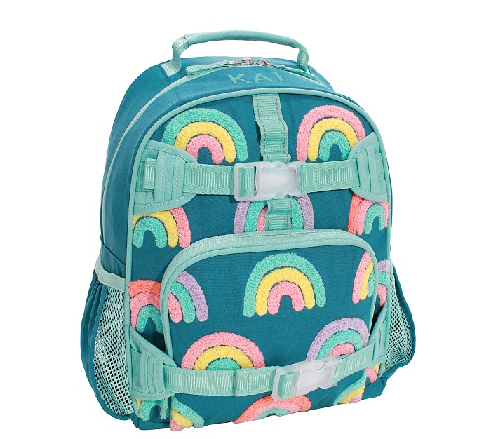 Mackenzie Turquoise Rainbows Chenille Backpacks