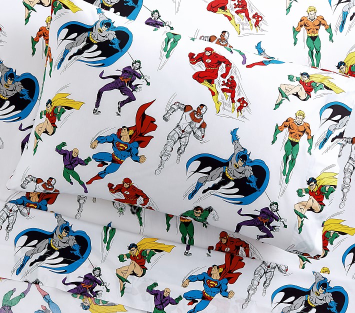 Glow-in-the-Dark Flannel Justice League&#8482; Sheet Set & Pillowcases