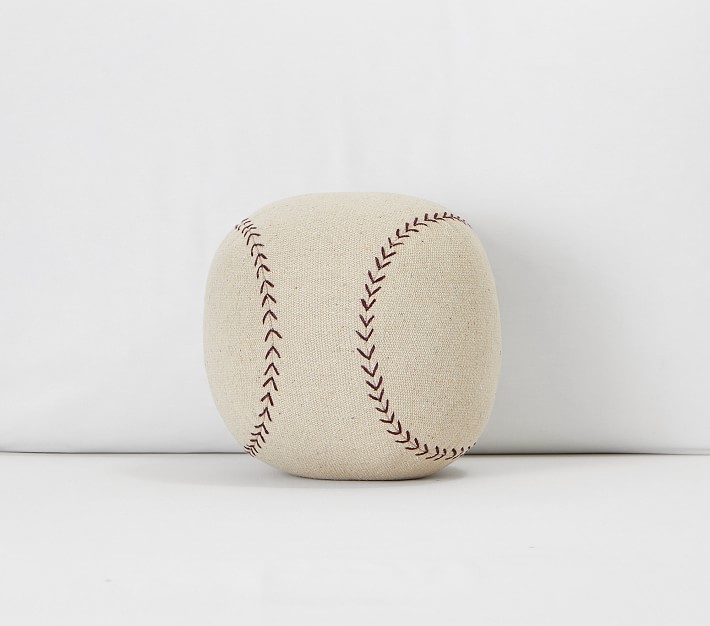Baseball Shaped Washed Canvas Pillow