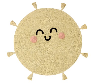 Machine Washable Faux Fur Nursery Round Rug