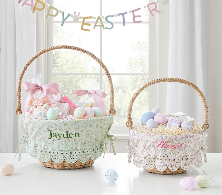 Heritage Floral Eyelet Easter Basket Liners