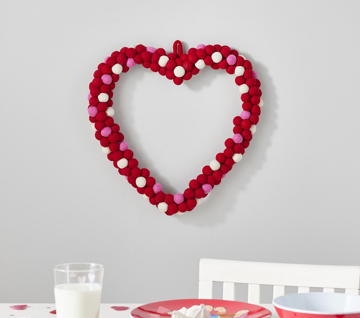 Bright and Easy Heart Shaped Pom Pom Wreath - Wildflowers and Wanderlust