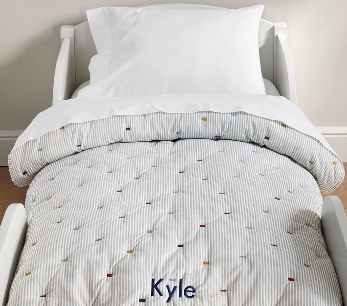 Embroidered Striped Baby Bedding Pottery Barn Kids