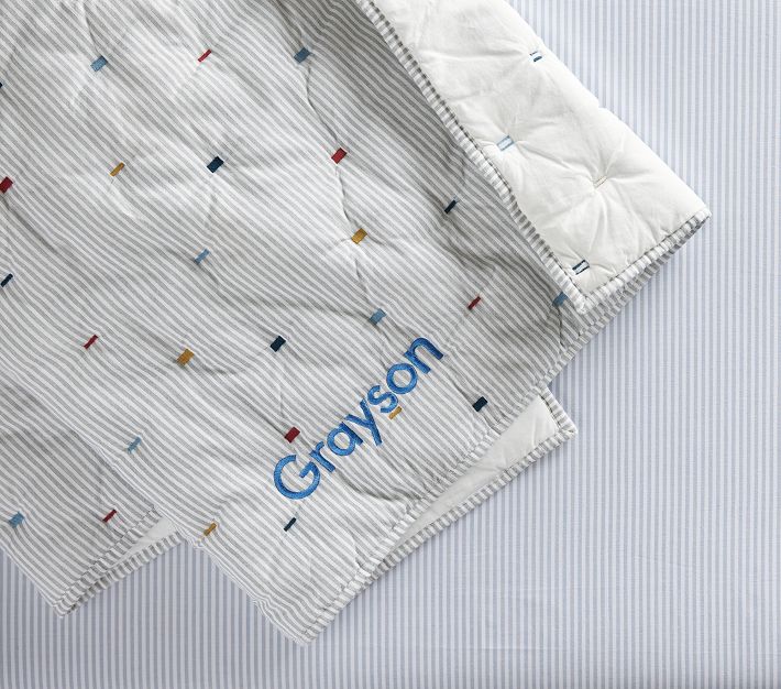 Embroidered Striped Baby Bedding Pottery Barn Kids