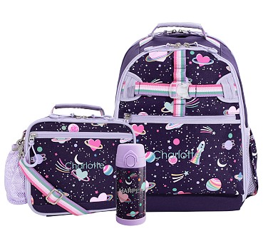 Mackenzie Pink Navy Glow-in-the-Dark Moons Girls Backpacks