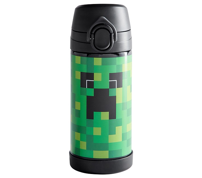 THERMOS FUNTAINER 12 Ounce Stainless Steel Vacuum Insulated Kids Straw  Bottle, Dark Minecraft