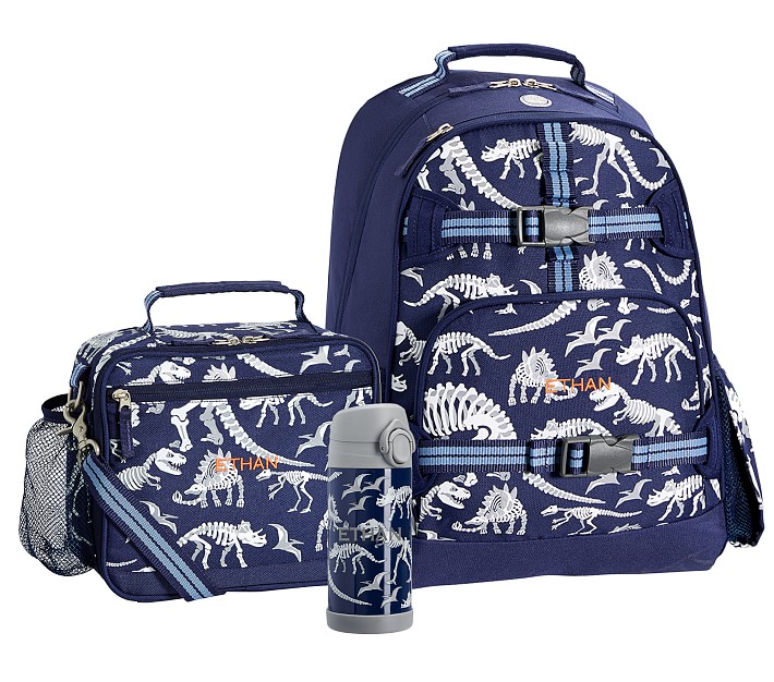 Mackenzie Blue/Gray Glow-in-the-Dark Dinos Backpack &amp; Cold Pack Lunch Bundle, Set Of 3