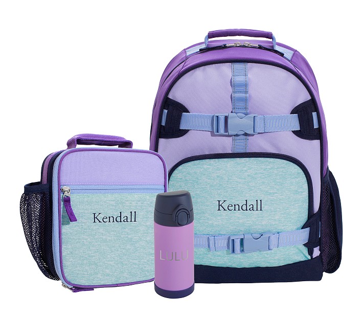 Mackenzie Lavender/Aqua/Navy Color Block Backpack &amp; Lunch Bundle, Set of 3