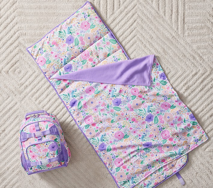Mackenzie Lavender Floral Blooms Backpack &amp; Nap Mat Bundle, Set of 2