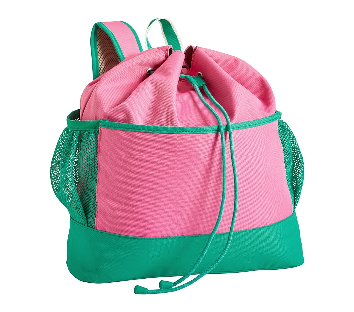 Pink and 2024 green backpack